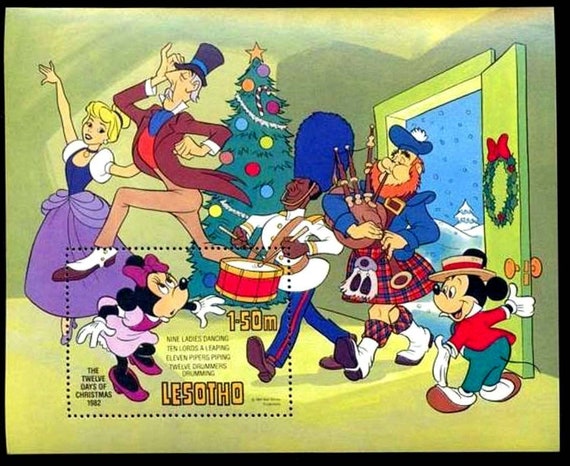 Disney 12 Days of Christmas 1982 Lesotho Set of 8 or 6 Single