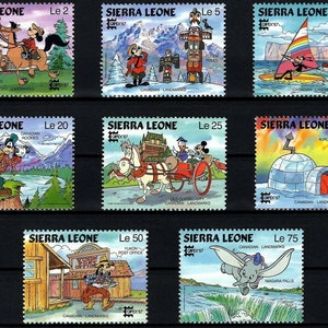 Disney Sierra Leone 1987 Set of 8 Stamps & 2 souvenir sheets Scott #849-58 MNH CAPEX &#39;87 - Mickey Goofy Donald Dumbo at Canadian sites