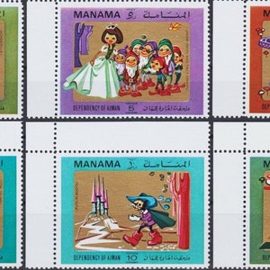 Manama (Township U.A.E.) 1971 Set of 6 #932-7 MNH Perf. Fairy Tales: Red Riding Hood/Pinocchio/Tom Thumb/Snow White/Puss & Boots/Cinderella