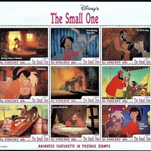 Disney St. Vincent 1992 Mini-arkusz 9 i 2 arkusze pamiątkowe Scott #1791J, 1804-5 MNH animowany krótki film animowany „The Small One”