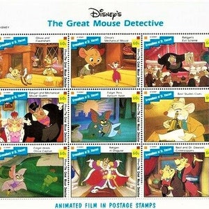 Disney Grenadines of St. Vincent 1992 Mini-arkusz 9 i 2 arkusze pamiątkowe Scott #986 989-90 MNH animowany film animowany „Wielki mysi detektyw”