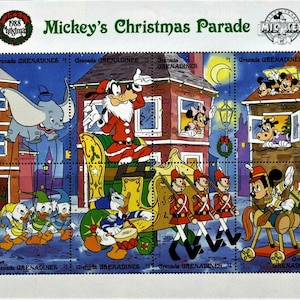 Grenada Grenadines 1988 Arkusz 8 i 2 arkusze pamiątkowe Scott #1021-3 MNH 60. rocznica Myszki Miki - Disney Christmas Parade