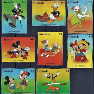 Disney Grenada 1996 set of 8 postage stamps & 2 souvenir sheets Scott #2524-33 MNH Various Disney characters perform international dances