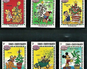 ディズニー クリスマス タークス カイコス諸島 1983 年セット 切手 9
