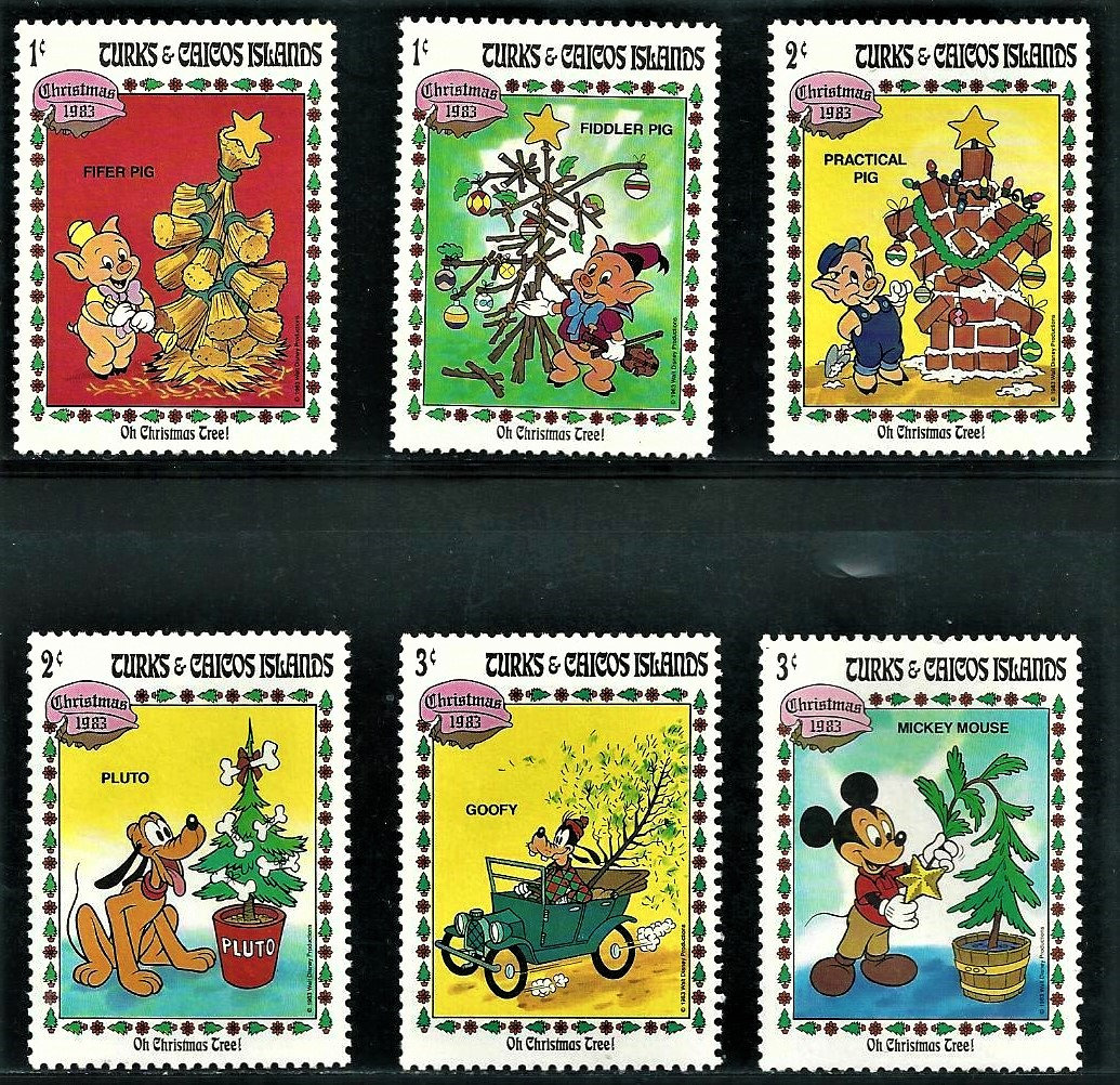 ディズニー クリスマス タークス カイコス諸島 1983 年セット 切手 9