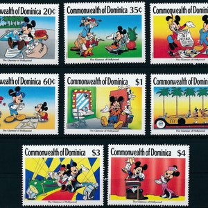 Disney 1989 Dominica set of 8 stamps and 2 souvenir sheets Scott #1208-17 MNH Mickey Mouse - celebrity - Big Hollywood Star