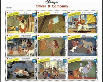Disney Grenadines of St. Vincent 1992 Scott #987 Mini-sheet of 9 MNH animated cartoon "Oliver & Company"