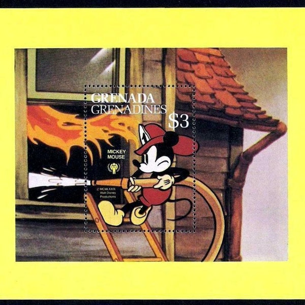 Disney Grenada Grenadines 1979 souvenir sheet postage stamp Scott #359 MNH Fireman Mickey - International Year of the Child