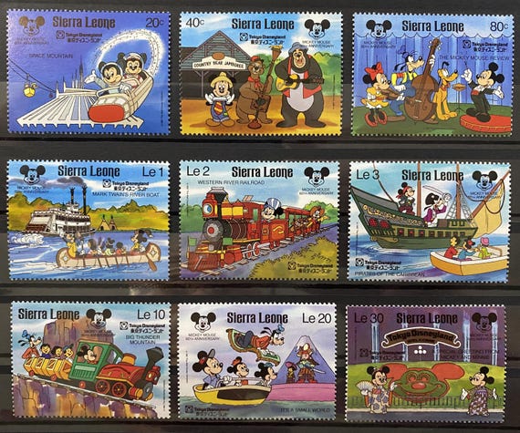 シエラレオネ 1987年 ディズニー切手9枚と記念シートのセット スコット