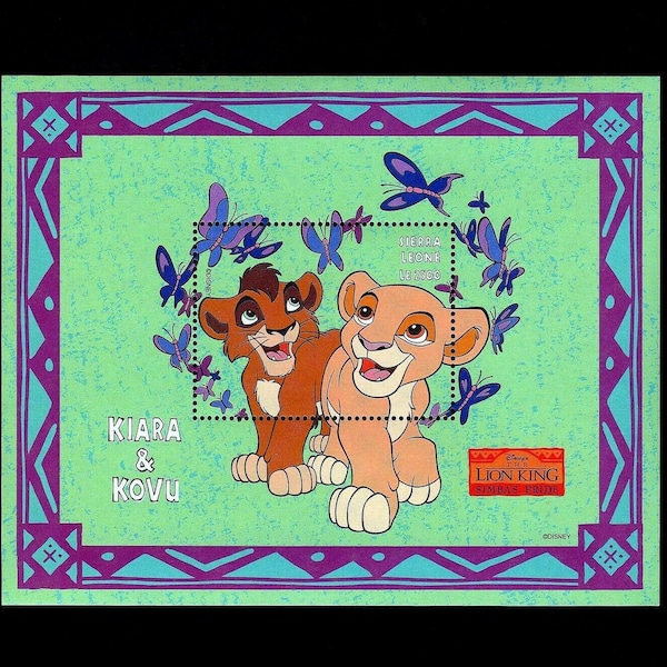 RARE HIGH VALUE Disney Lion King 2 Sierra Leone 1998 #2 of 2 Souvenir Sheets Postage Scott #2127 Mint animation Kiara and Kovu