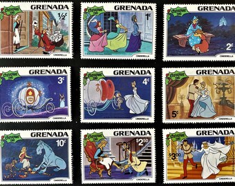 Set di francobolli Disney Cenerentola Grenada 1981 – Animazione natalizia, Scott #1063-72