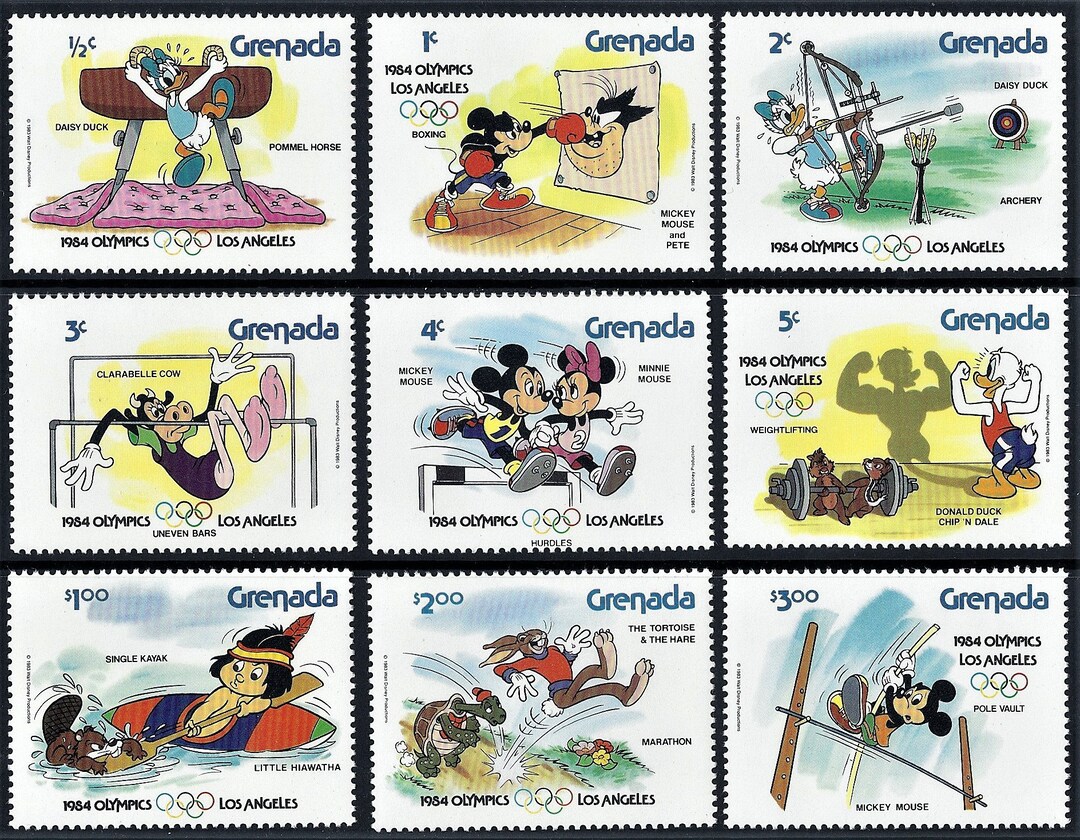 Grenada 1984 Disney Olympic Stamps Set, Mint Never Hinged - Etsy
