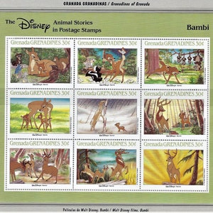 Grenada Grenadines 1988 Disney Zestaw 6 Arkusze 9 Scott #986-91 MNH 101 Dalmatyńczyki-Aryskotraci-Bambi-Dumbo-Lis i pies-Zakochany kundel