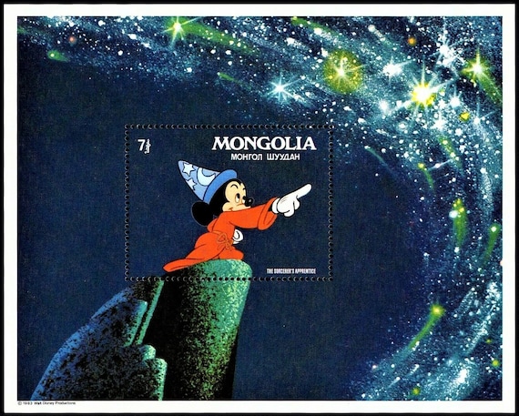 ディズニー 魔法使いの弟子 モンゴル 1983年 切手9枚と記念シートの