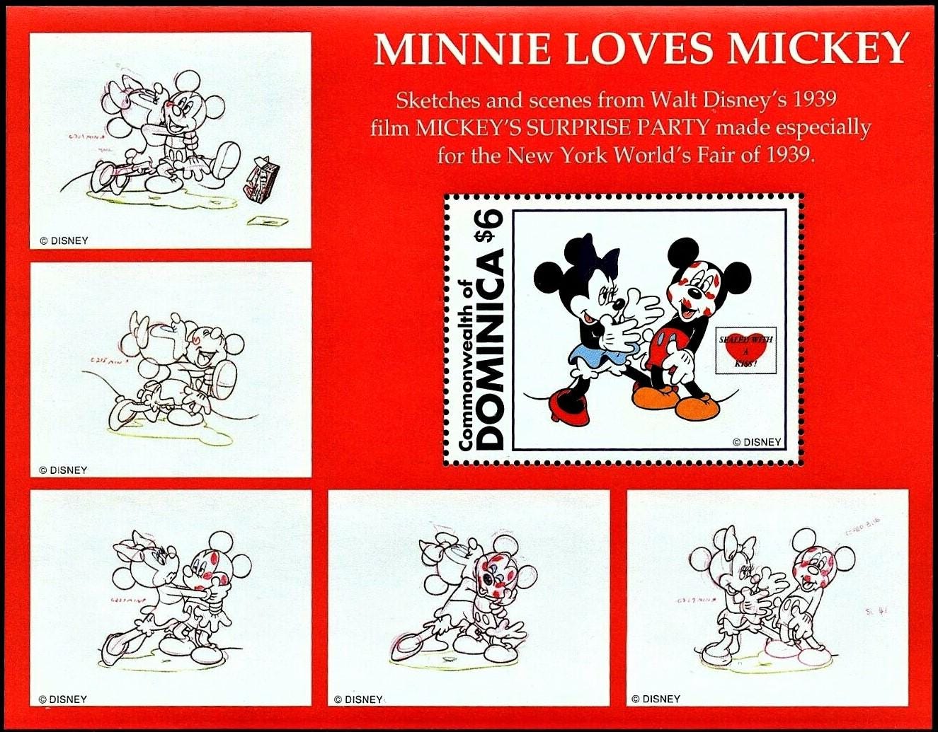 ディズニー切手：1997年 ドミニカ共和国「キスで封印」セット - Etsy 日本
