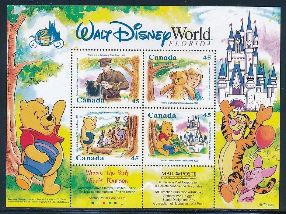 ディズニー くまのプーさん 記念品シート 4枚セット カナダ郵便