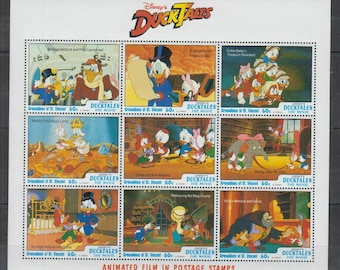 Disney Granadinas de San Vicente 1992 Minihoja de 9 y 2 hojas de recuerdo Scott #982 984-5 MNH serie animada de televisión "Duck Tales"