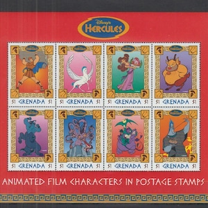 Disney Hercules 1997 Granada mini-hoja de 8 sellos y 2 hojas de recuerdo Scott #2676-8 MNH personajes de la película animada