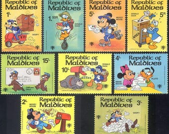 ディズニー ドナルドダック ブータン 1984 未使用切手 9枚セット 送料