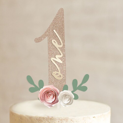 One Cake Topper for Girl 1st Birthday Cake Topper First Etsy