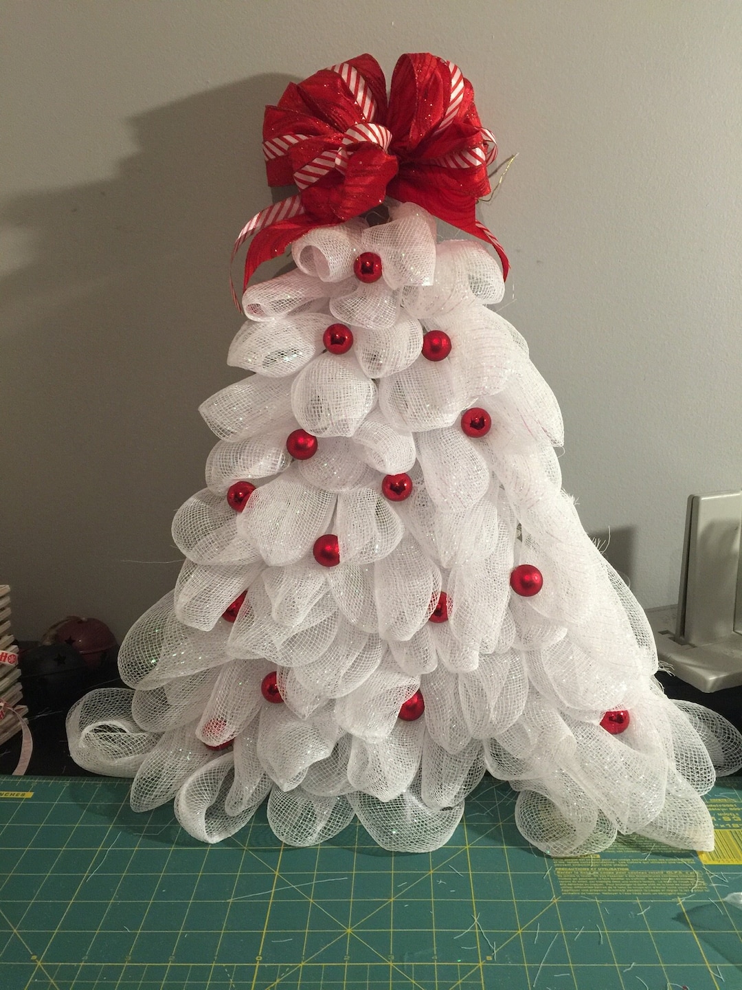 White Mesh Christmas Tree With Lights Etsy
