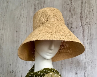 Crochet Raffia Hat 6-Inch Brim   Hat High Crown