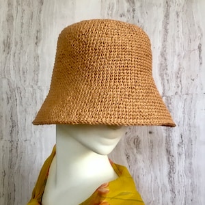 Crochet Raffia Bucket Hat Raffia Panama Knit Hat - Etsy