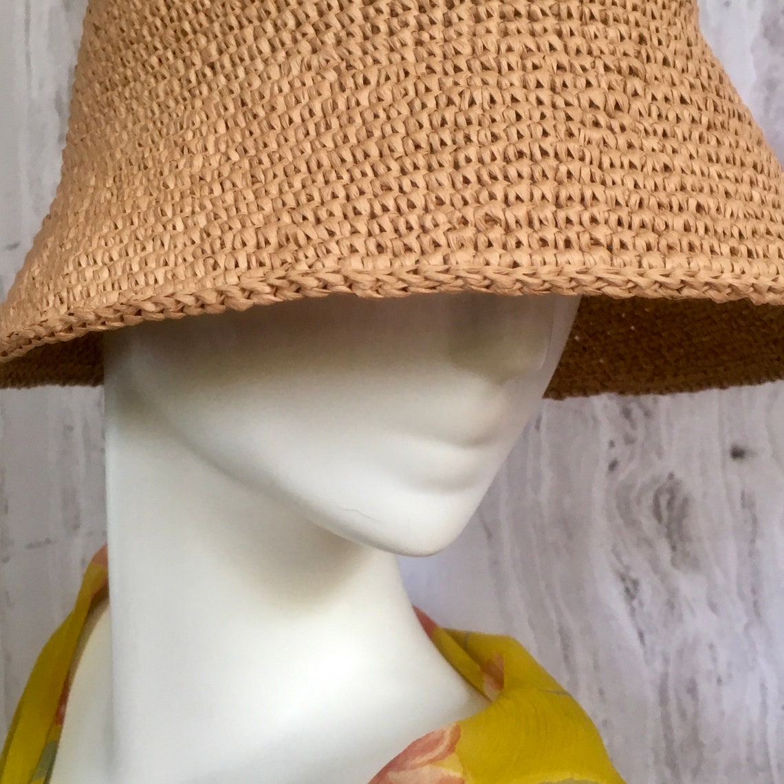 Crochet Raffia Bucket Hat, Raffia Panama Knit Hat Etsy