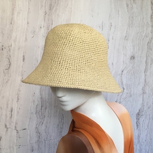 Straw crochet hat  Crochet raffia hat  Raffia sun hat