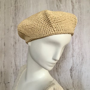 Crochet Raffia Beret Hat: Summer Straw Beret