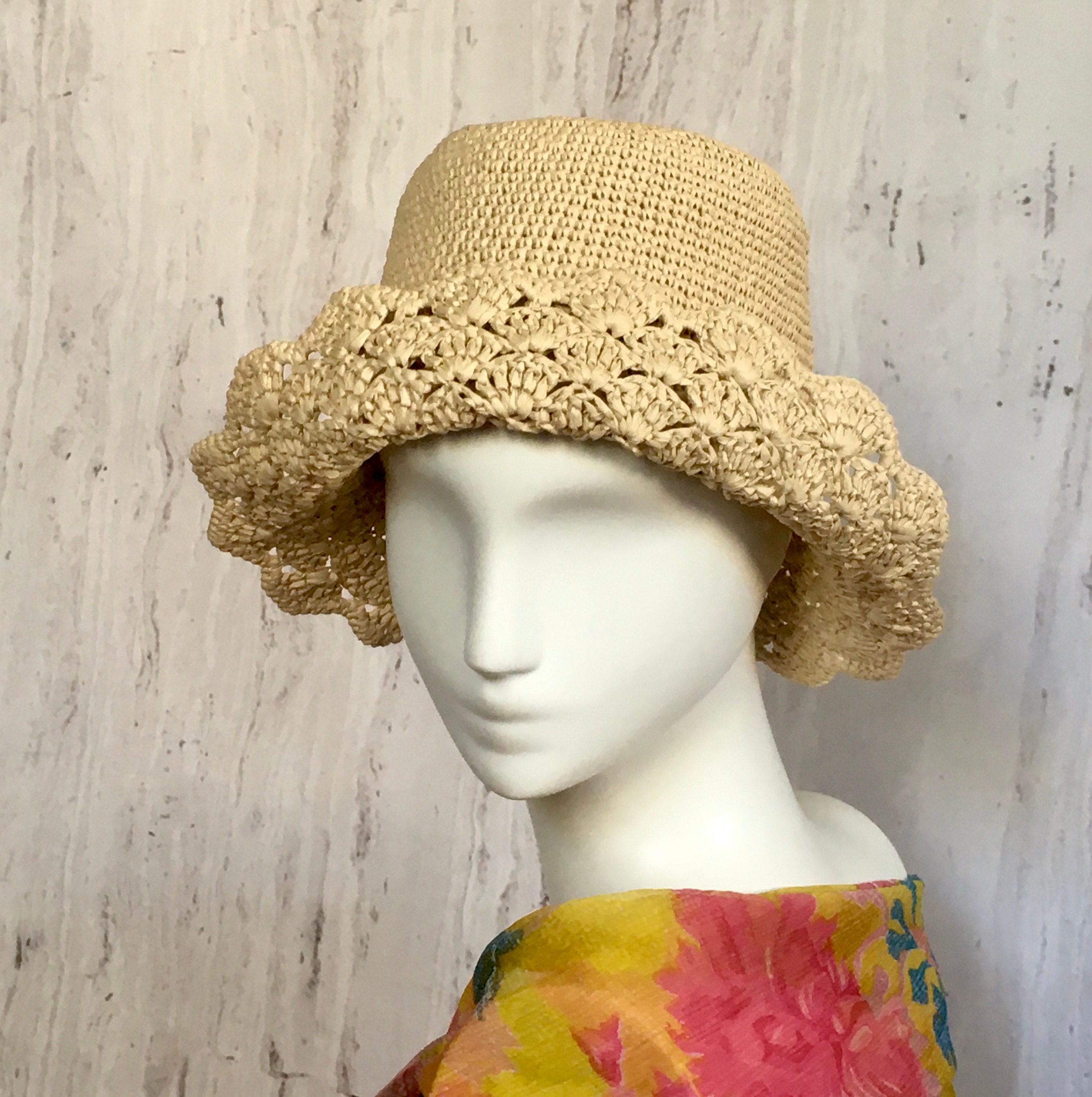 Straw Crochet Hat Crochet Raffia Hat Raffia Summer Hat Etsy