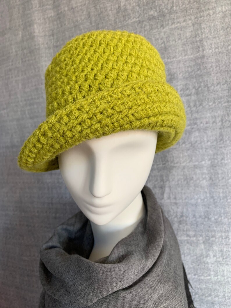 Chartreuse crochet bucket hat