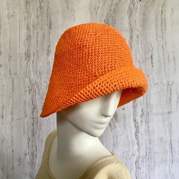 Crochet Raffia Bucket Hat Raffia Panama Knit Hat Etsy