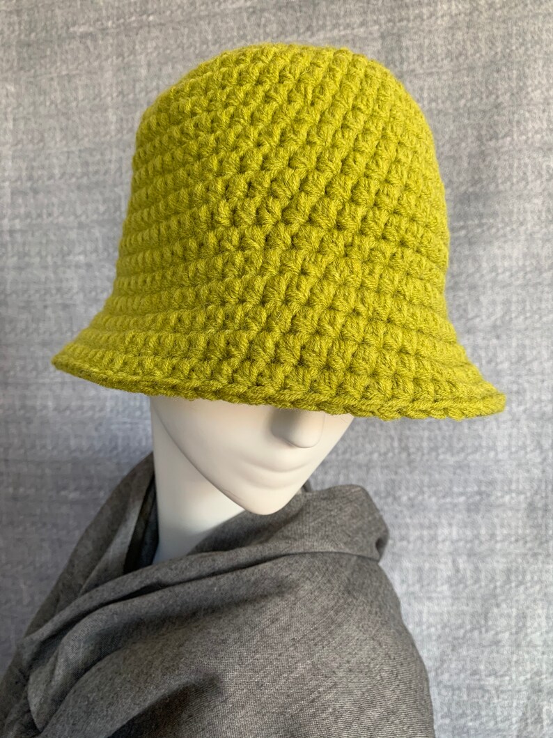 Chartreuse crochet bucket hat
