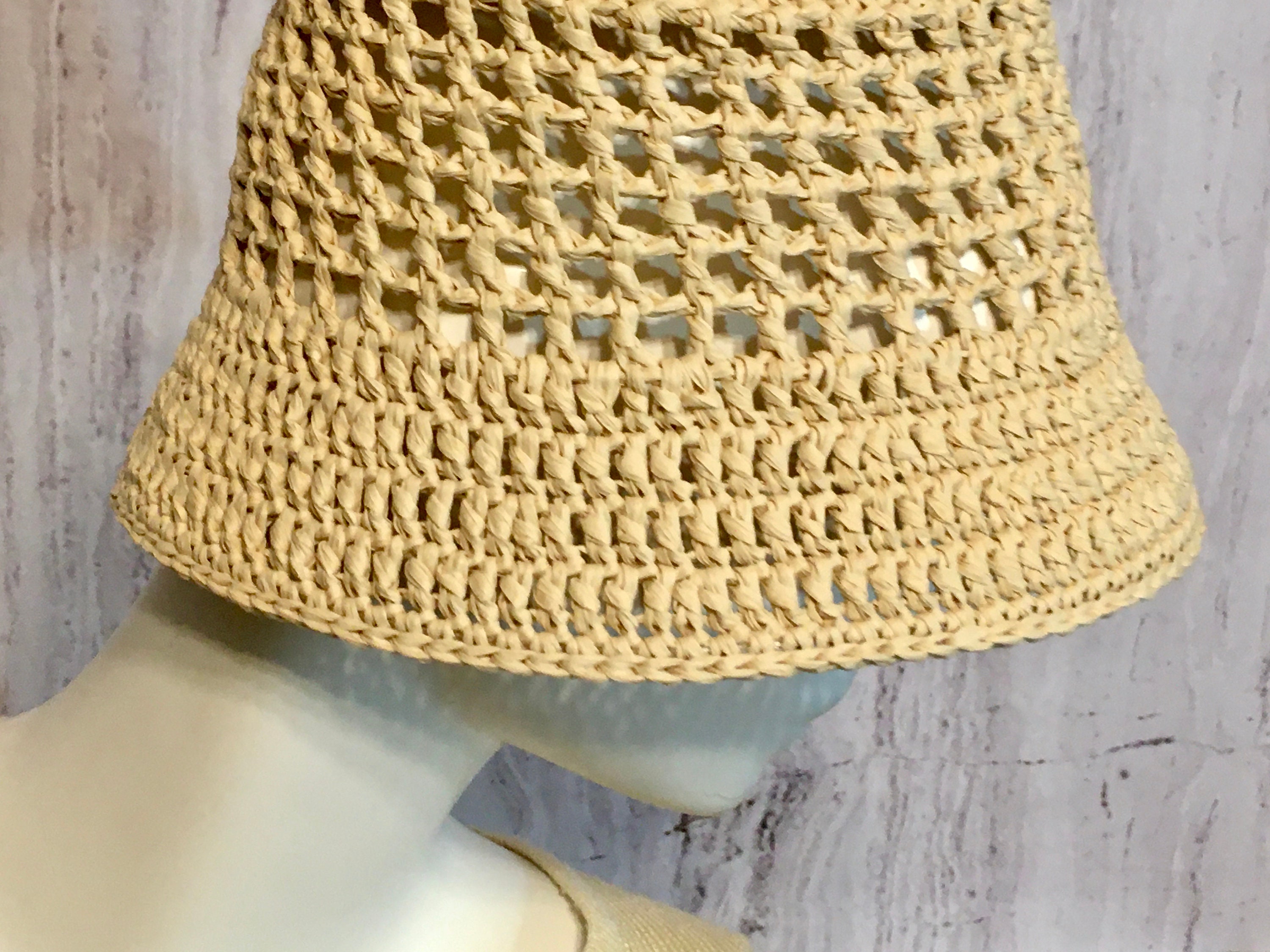 Unisex Raffia Crochet Hat Crochet Sun Raffia Hat Etsy