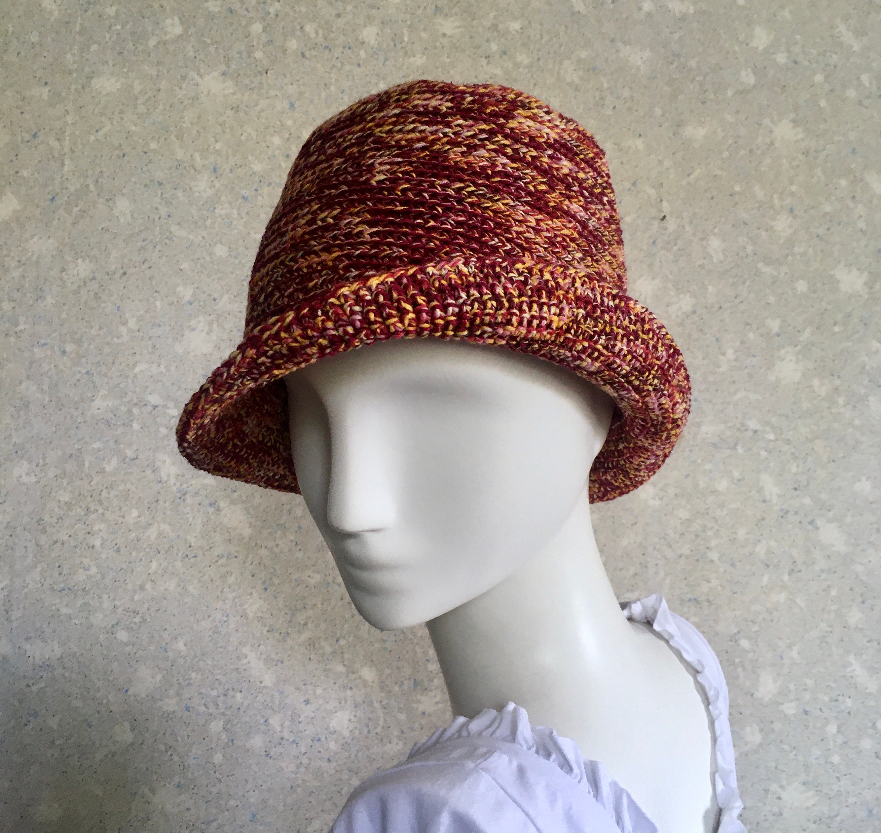Crochet Panama hat made of colorful yarn | Etsy