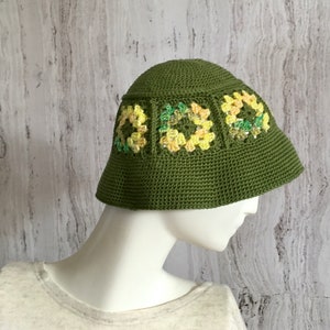 Granny square hat, Boho crochet cotton hat