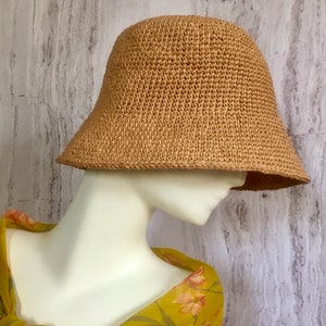 Crochet Raffia Bucket Hat, Raffia Panama Knit Hat - Etsy
