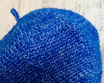 Blue Crochet Hat: Unisex Beret - Etsy display picture 2