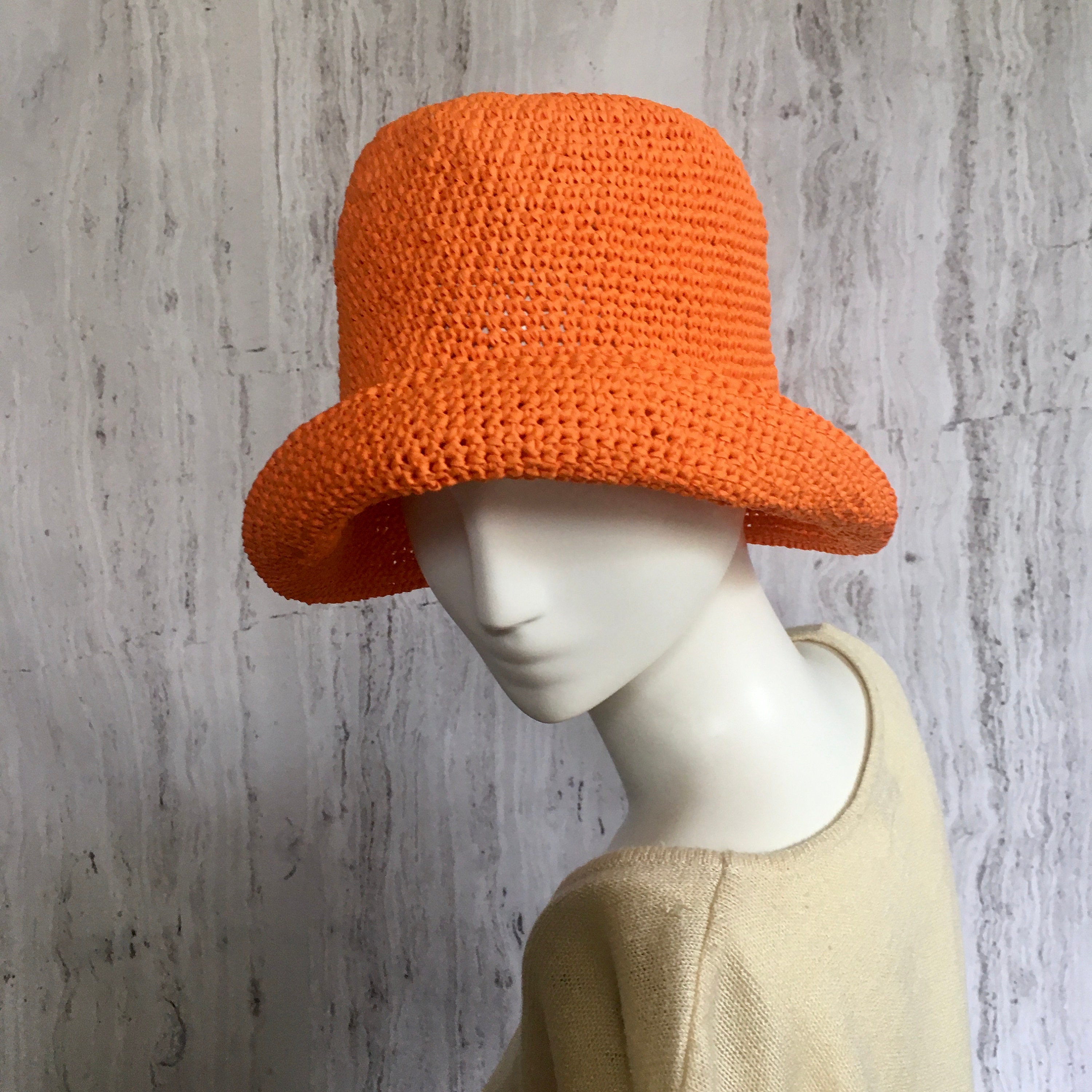 Crochet Raffia Bucket Hat Raffia Panama Knit Hat Etsy