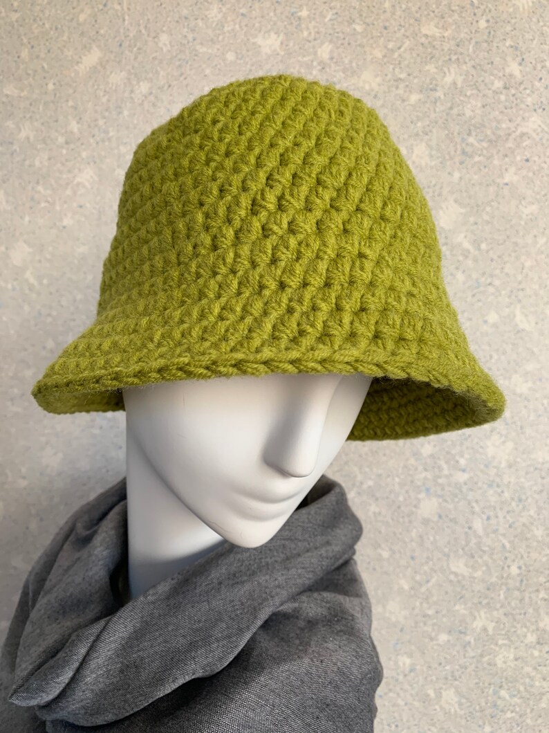 Chartreuse crochet bucket hat