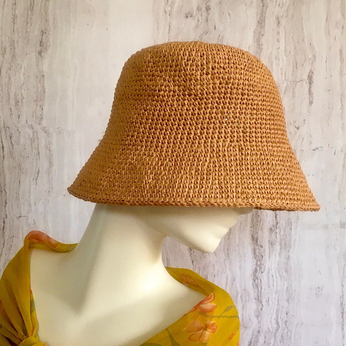 Crochet Raffia Bucket Hat, Raffia Panama Knit Hat Etsy