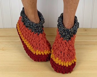 FUN FALL Colors Fuzzy Slippers - Cozy Chenille Slipper Socks - Hygge House Slippers - Get Well Care Package - Neuropathy CRPS - Foot Pain