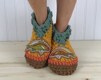 Cozy Fish Slippers - Snuggly Chenille Slipper Socks - Hygge House Slippers - Get Well Care Package - Neuropathy - CRPS - Foot Pain Relief