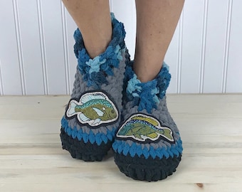 Cozy Fish Slippers - Snuggly Chenille Slipper Socks - Hygge House Slippers - Get Well Care Package - Neuropathy - CRPS - Foot Pain Relief