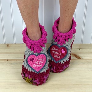 MENSAJE personalizado CORAZONES Zapatillas - Saludo especial - Carta de amor - Get Well Care Package - Cozy Chenille Slipper Socks - CRPS/Foot Pain