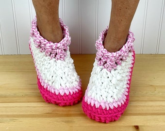 PINK FUZZY Slippers - Cozy Chenille Slipper Socks - Hygge House Slippers - Get Well Care Package - Neuropathy - CRPS - Foot Pain Relief