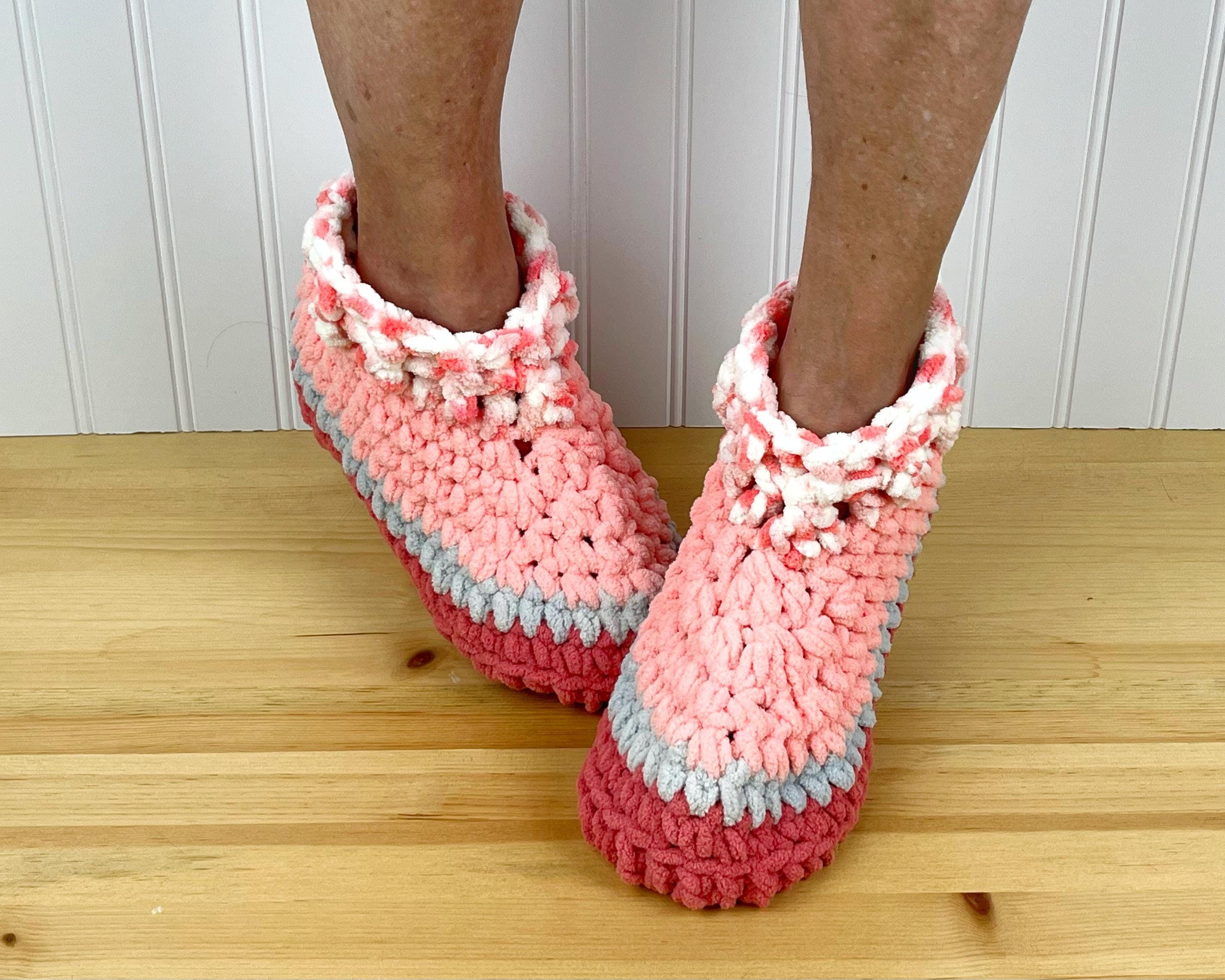 Fuzzy CORAL PINK Slippers Cozy Chenille Slipper Socks Hygge