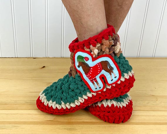 Fuzzy Winter COW HORSE Slippers Comfy Chenille Slipper Socks