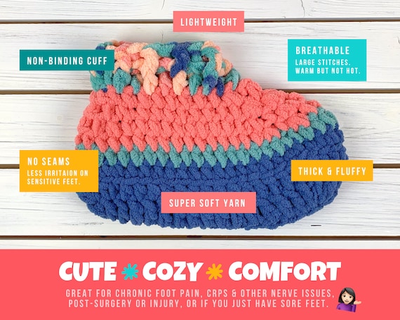 Spring FUZZY FLOWERS Slippers Cozy Chenille Slipper Socks Comfy  Mother's Day Gift Get Well Care Package Neuropathy/CRPS/Foot Pain